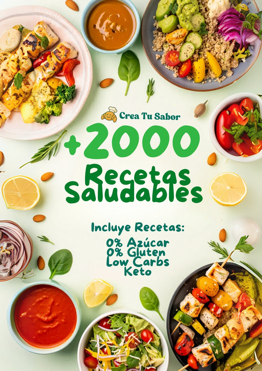 +2000 Recetas Saludables Digitales 0% Azúcar + ¡6 BONOS de Regalo!